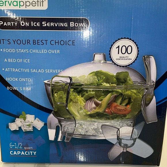 Party on ice serving bowl dome lid party use BPA free hosting picnic barbecue - Picture 2 of 4